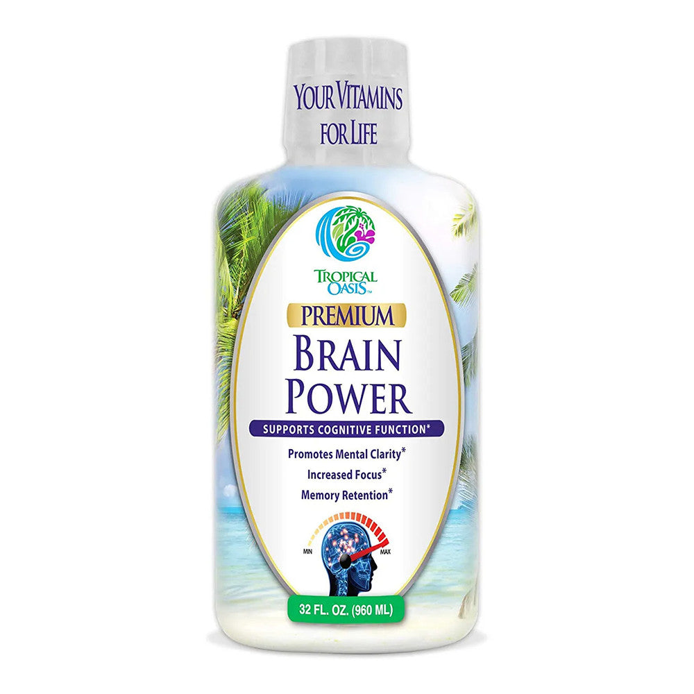 Tropical Oasis Brain Fuel Liquid Nootropic Supplement for Mental Clarity, 32 Oz